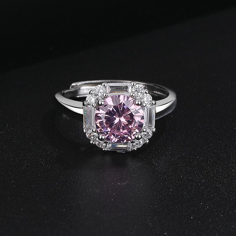 Damen Luxus Minimalistischer Quadratischer Ring mit bunten Zirkonia-Inlays