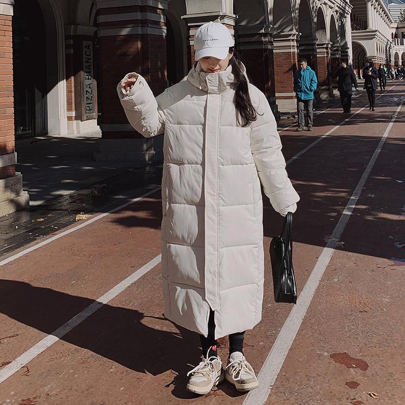 Down Cotton-padded Jacket Girls' Long Knee-length Winter New Korean Version of Cotton-padded Jacket Loose Padded Coat Commuting.