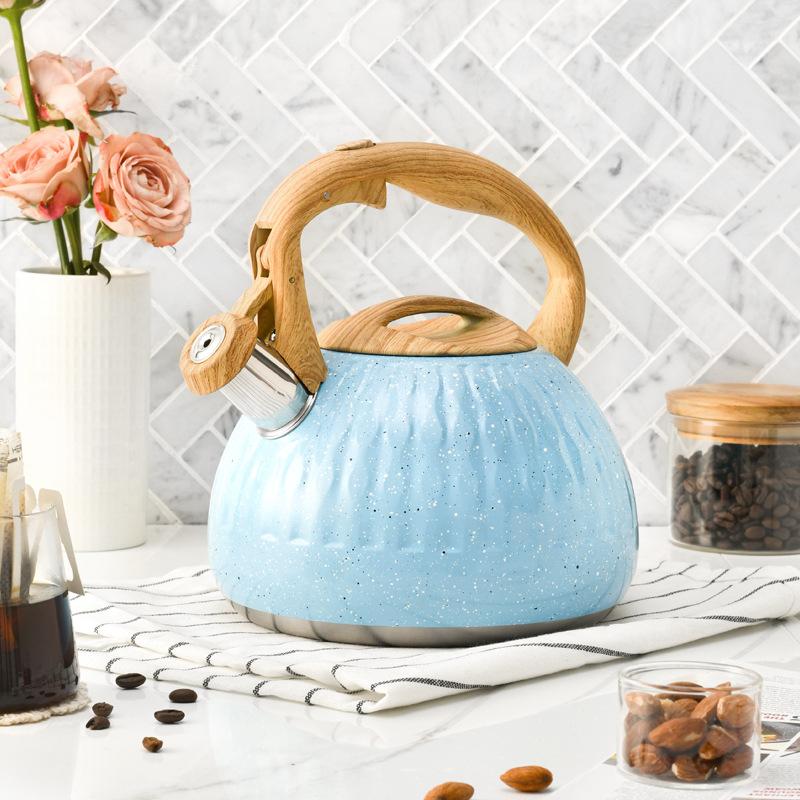 SDW215A3LB  3.0L Blue Drop-Style Stainless Steel Kettle (BPA-Free) with Whistling Boil Indicator. Compatible with induction cooktops