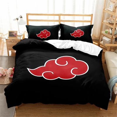 Set copripiumino e lenzuola per letto con cartoni animati 3D di Red Cloud Anime, set di biancheria da letto per bambini Akatsuki, Giappone, per letto singolo, matrimoniale, matrimoniale, king size, regalo