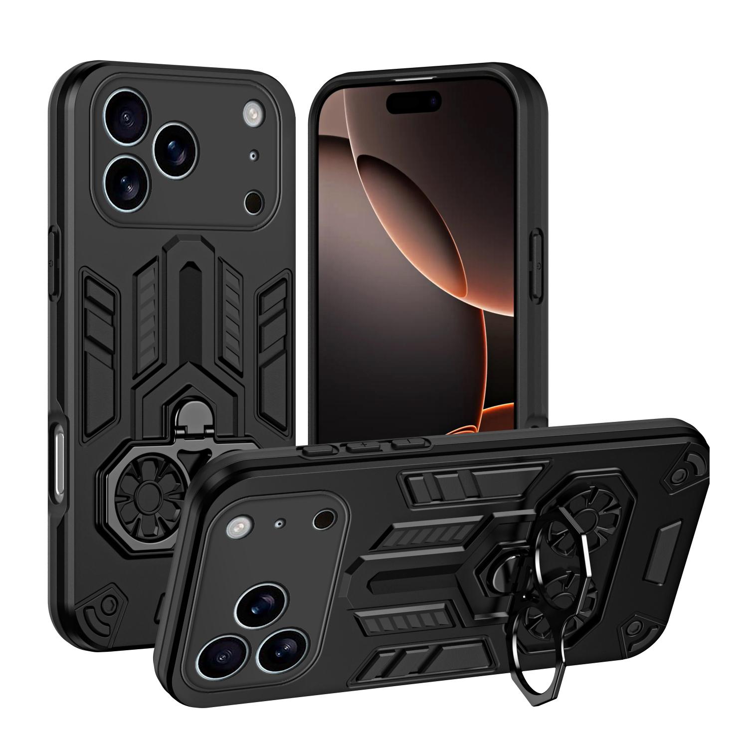 

Luxury Stand Holder Armor Shockproof Phone Case For iPhone 17 ProMax 16 15 Plus iPhone17 Pro Max Camera Protection Bumper Cover Pc + tpu&iPhone 15 Pro Max чорний
