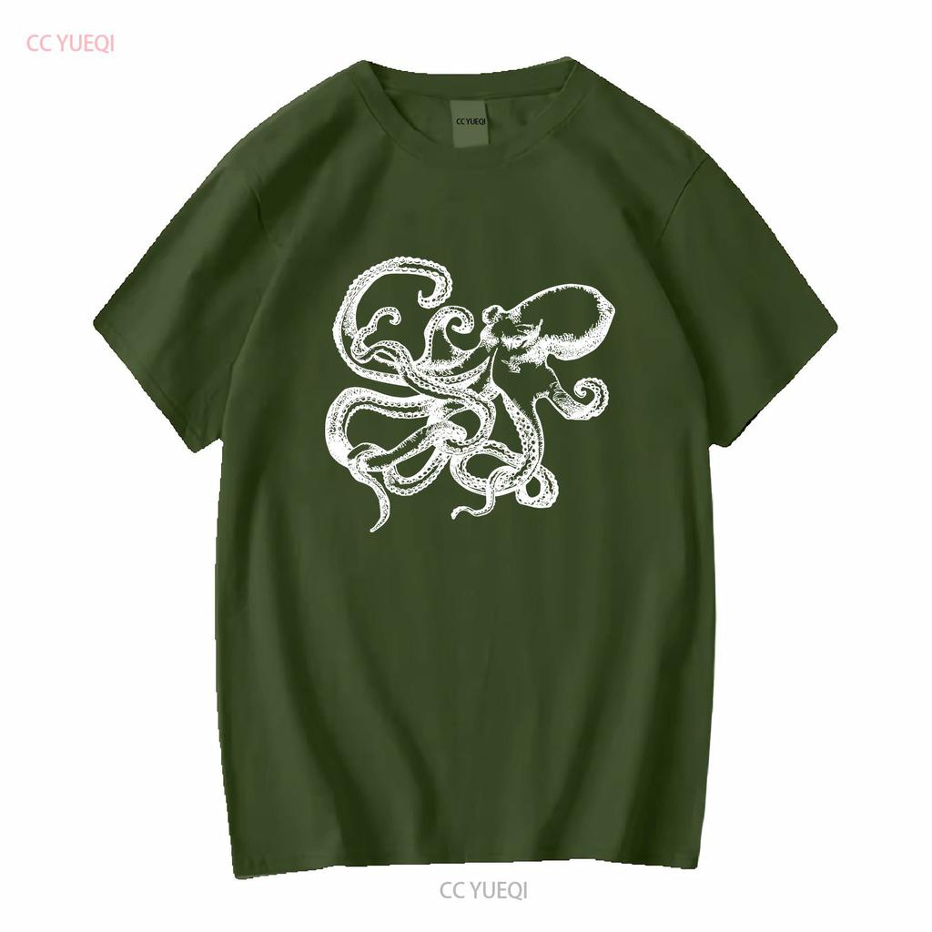 Octopus Ink Drawing Kraken T Shirt Various Sizes Colours Vintage Washed Graphic Casual Slightly Fashion Homme Designer Clothes