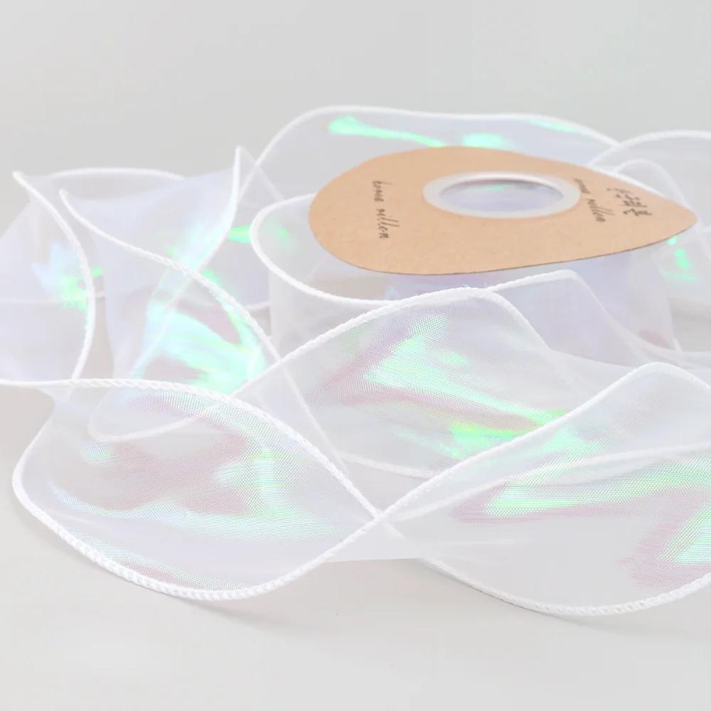 10yards Roll Solid Color Organza Ribbon Wavy Edge Fishtail Ribbon For Flower Bouquet Gifts Packaging Wedding Party Decorations