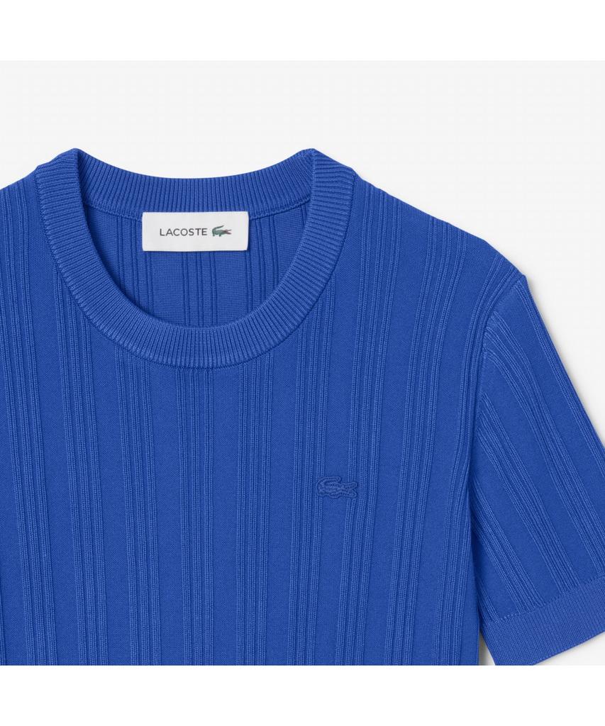 LACOSTE Women'S Pleated Rib Knit Short Sleeve Sweater Af7961-55N C4X