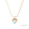 Fashion Gold Heart Pendant Necklace with Natural Moonstone for Women Trendy Collarbone Chain