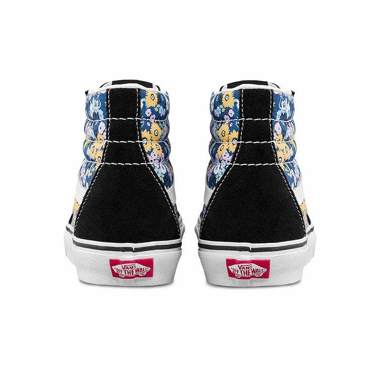 Vans Sk8 Floral Casual High-Top Skate Shoes Unisex Sneakers Black White Blue VN0A5JMJFF1