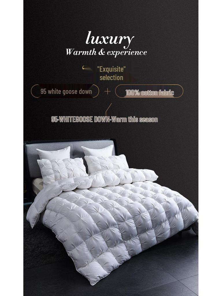 All-Cotton Cable Knit Goose Down Duvet - Thick, Warm Quilt for Autumn and Winter