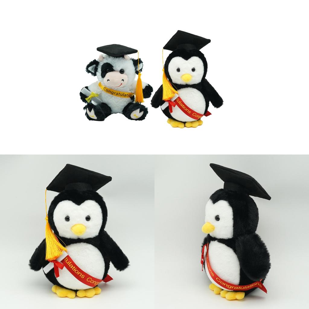 Penguin Cow Doctor Plush Toy With Pp Cotton For Graduation Gifts And Kids