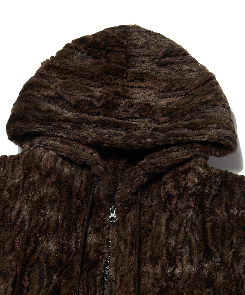 Wkndrs Faux Fur Zipup Hoodie (Brown)