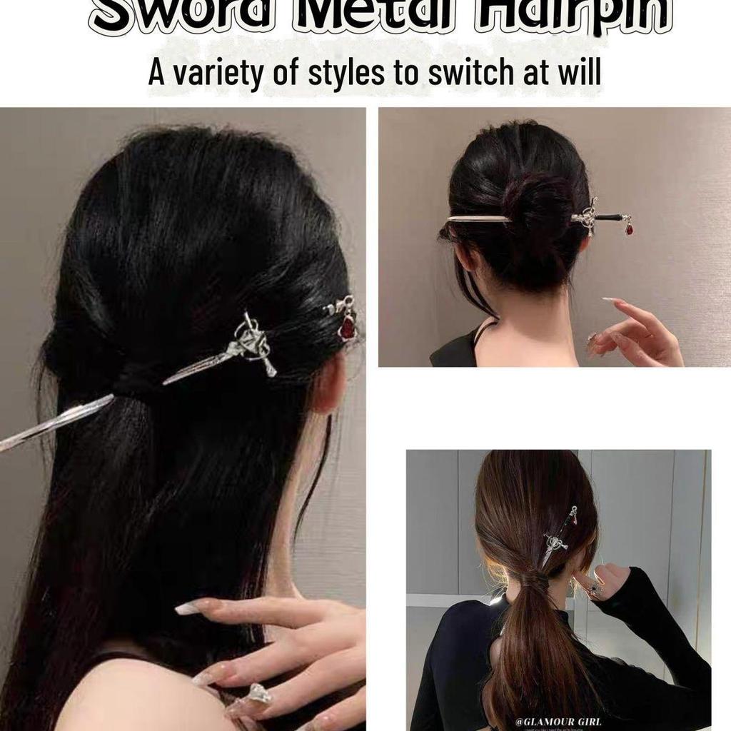 New Chinese Fairy Sword Hairpin: DIY Hanfu Tassel Metal Hairpin for Step-Shaking Hairstyle.