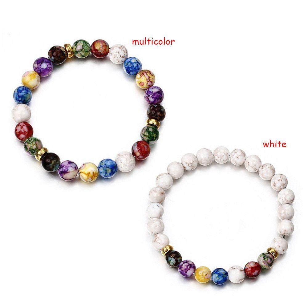 8mm Bead Healing Balance Reiki Natural Stone Natural Stone Bangle Wristbands 7 Chakra Bracelet