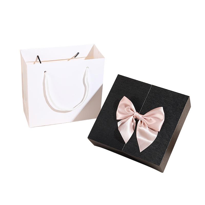 1PC Valentines Day Wedding Decoration Jewelry Box Double Door Artificial Flower Necklace Gift Packaging Box Earring