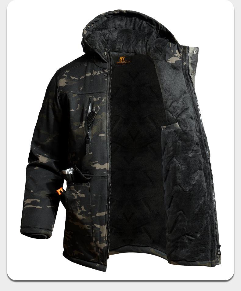 Men's Winter Waterproof Camouflage Work Jacket with Velvet Lining