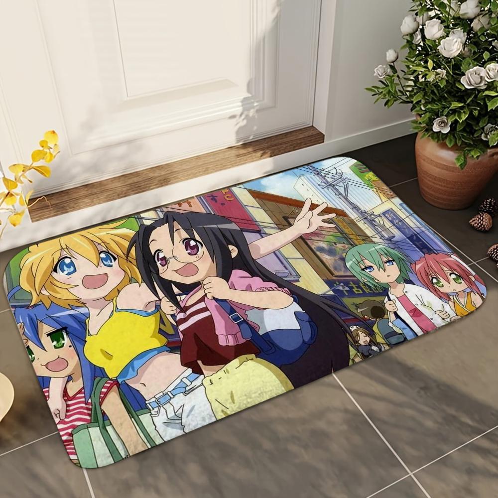1pc Anime Lucky Star Bathroom Absorbent Mats Anti-Slip Mats Home Decor Supplies Carpets Home Kitchen Floor Mats