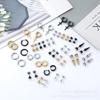 24 Pairs Stainless Steel Stud Earrings with Cross Pendants and Square Backs