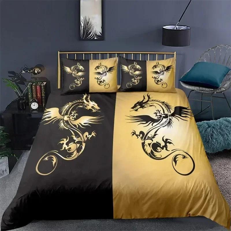 Scientisfictional Dragon Bedding Set Duvet Cover Sheet Printed Bed Set Pillowcase Bed Full Queen King Size Comforter Bedroom