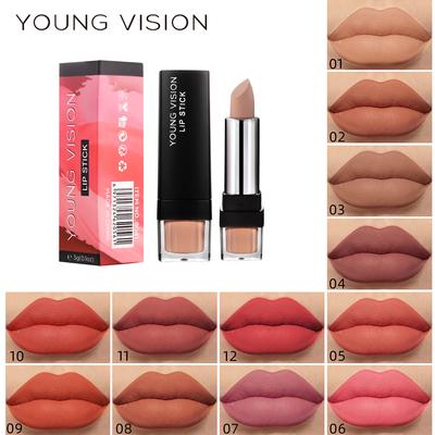 YOUNG VISION Ματ ματ 12 χρωμάτων Μονό κραγιόν Velvet που δεν κολλιέται εύκολα Κύπελλο κραγιόν