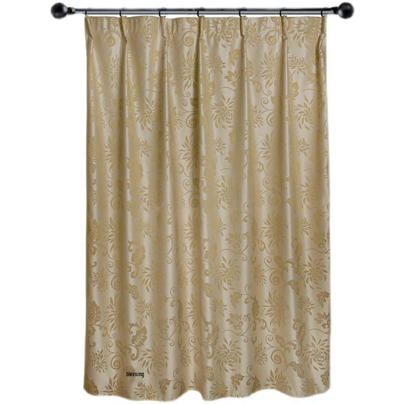 European Style Gold Floral Polyester Curtains for Living/Bedroom, 1.7x2.2m, Various Sizes, Rod Pocket or Hook