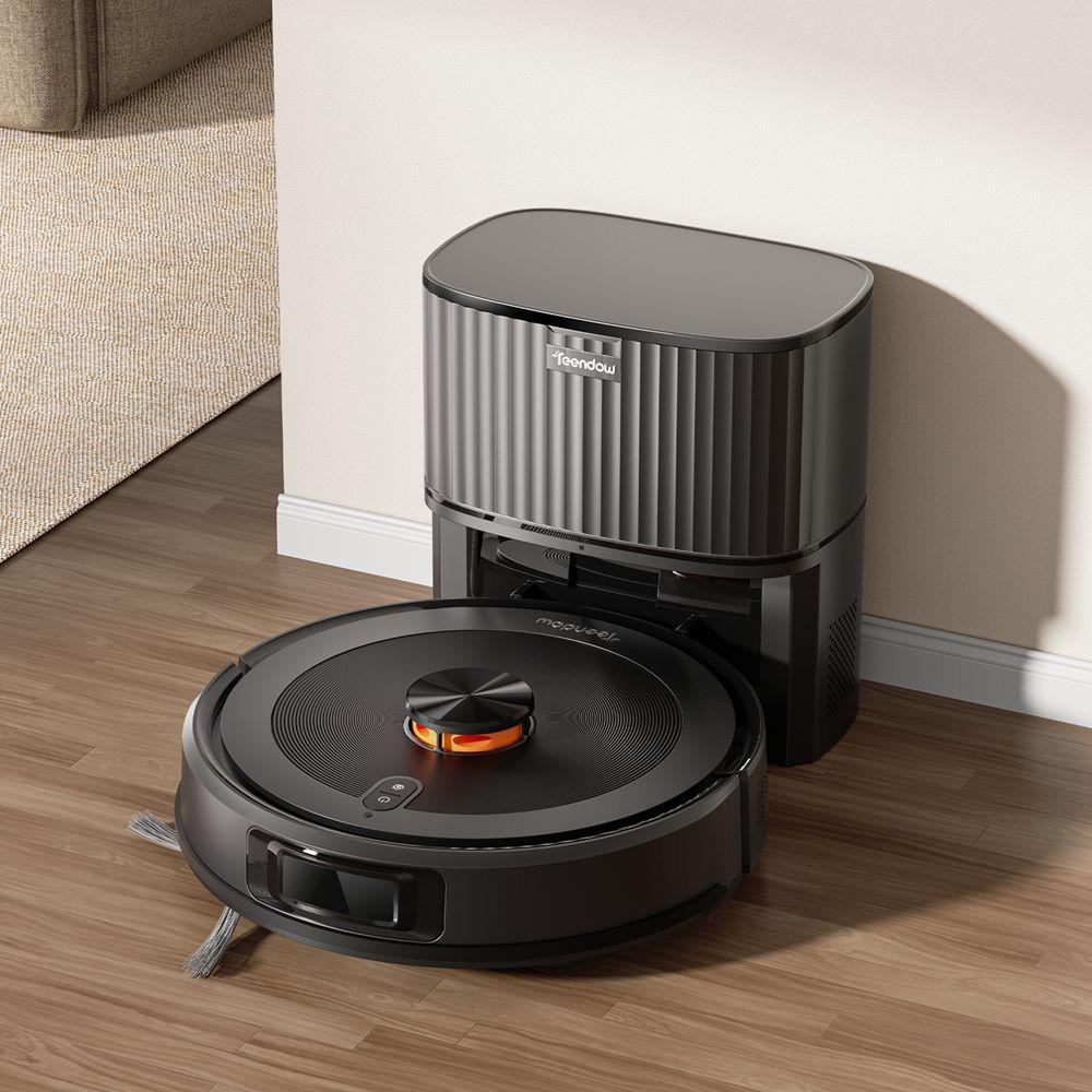 Robotic Vacuum Cleaner Teendow D10S Max Max Suction Power 5000Pa With Mop APP Control Home Cleaning Sweeping Map Navigation Black