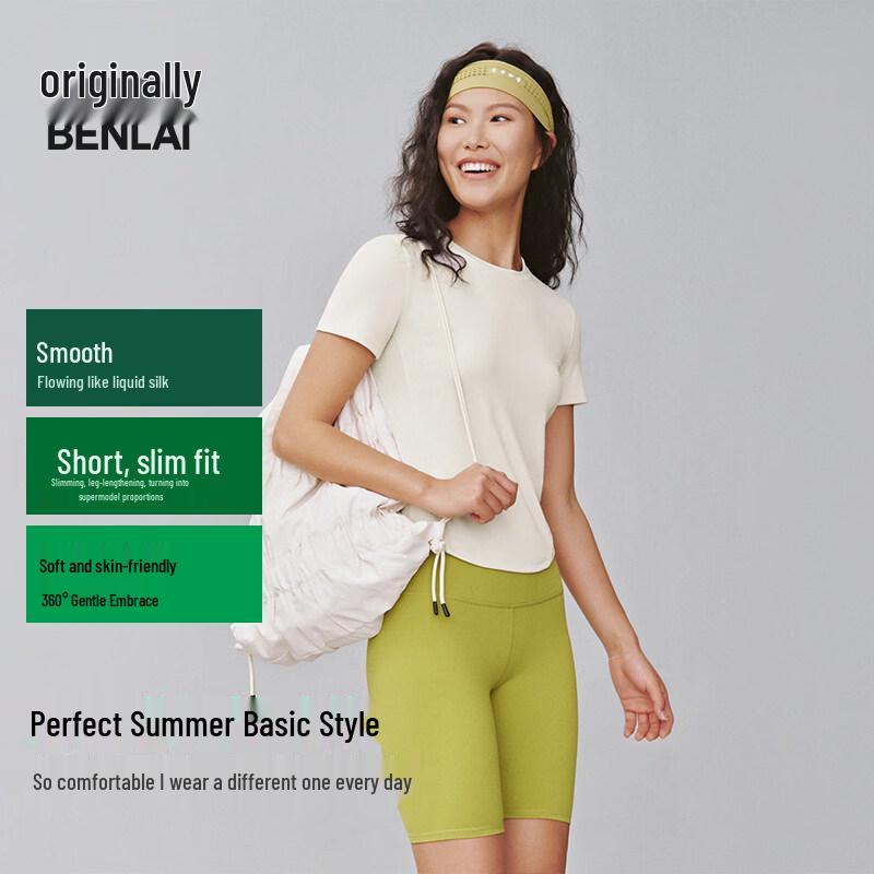 BENLAI Women s Round Neck Short Sleeve Slim Fit T-shirt M