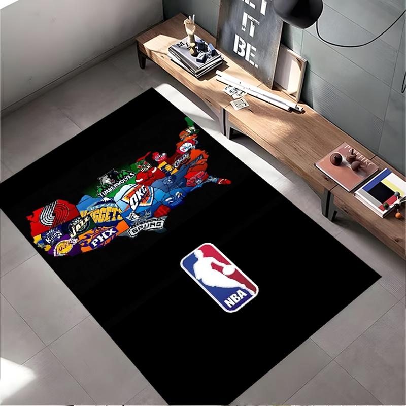 Loghi Squadre NBA Mappa USA Tappeto Nero per Decorazione Casa Adatto per l'uso come antiscivolo per soggiorno camera da letto divani