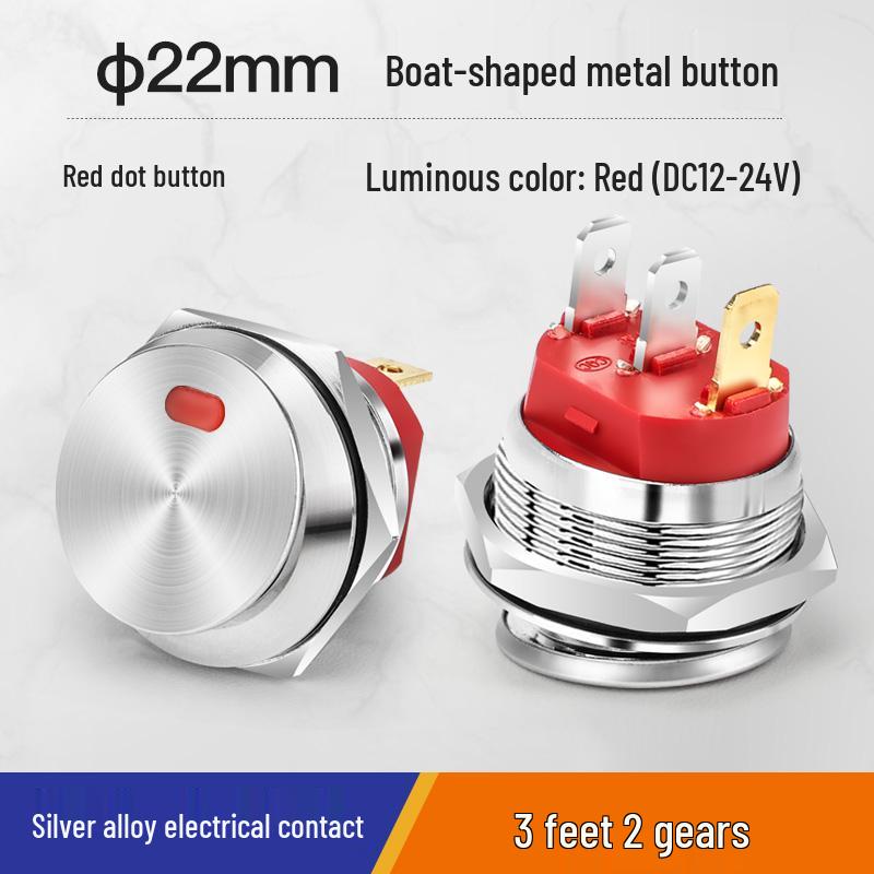 Waterproof Round Boat Rocker Switch with Illuminated Button, 2 Pins, 6A 250V, 20mm Hole