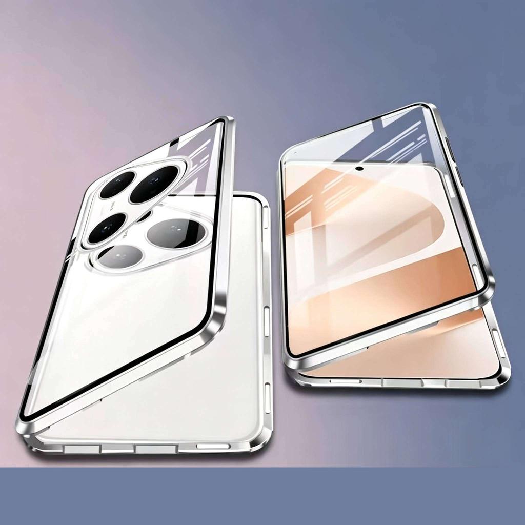 Custodia per Huawei Pura 80 90 P70 Pro Pro+ Ultra con Vetro Temperato Bi-facciale e Cornice Metallica, Paraurti per Telefono, Copertura di Protezione Completa per Lente