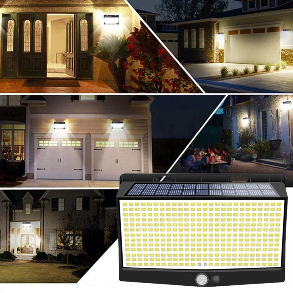 4PCS 468 LED Solar Motion Sensor Wall Lights Waterproof 3 Modes Security Solar Powered Lamp Outdoor Lighting for Garden Yard Path Garage