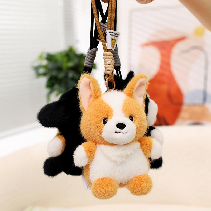 Cute Dog Plush Keychain Cartoon Stuffed Animal Puppy Charm Bag Pendant Backpack Hanging Decoration Key Holder Gifts