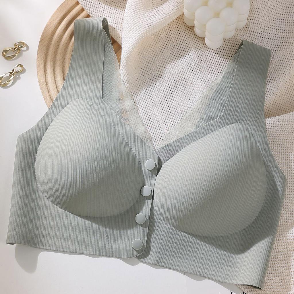 Breathable Front Buckle Seamless Underwear Thin Style Large Chest Small Plus Size Middle-aged and Elderly Women Comfortable No Ring Nursing BraBra