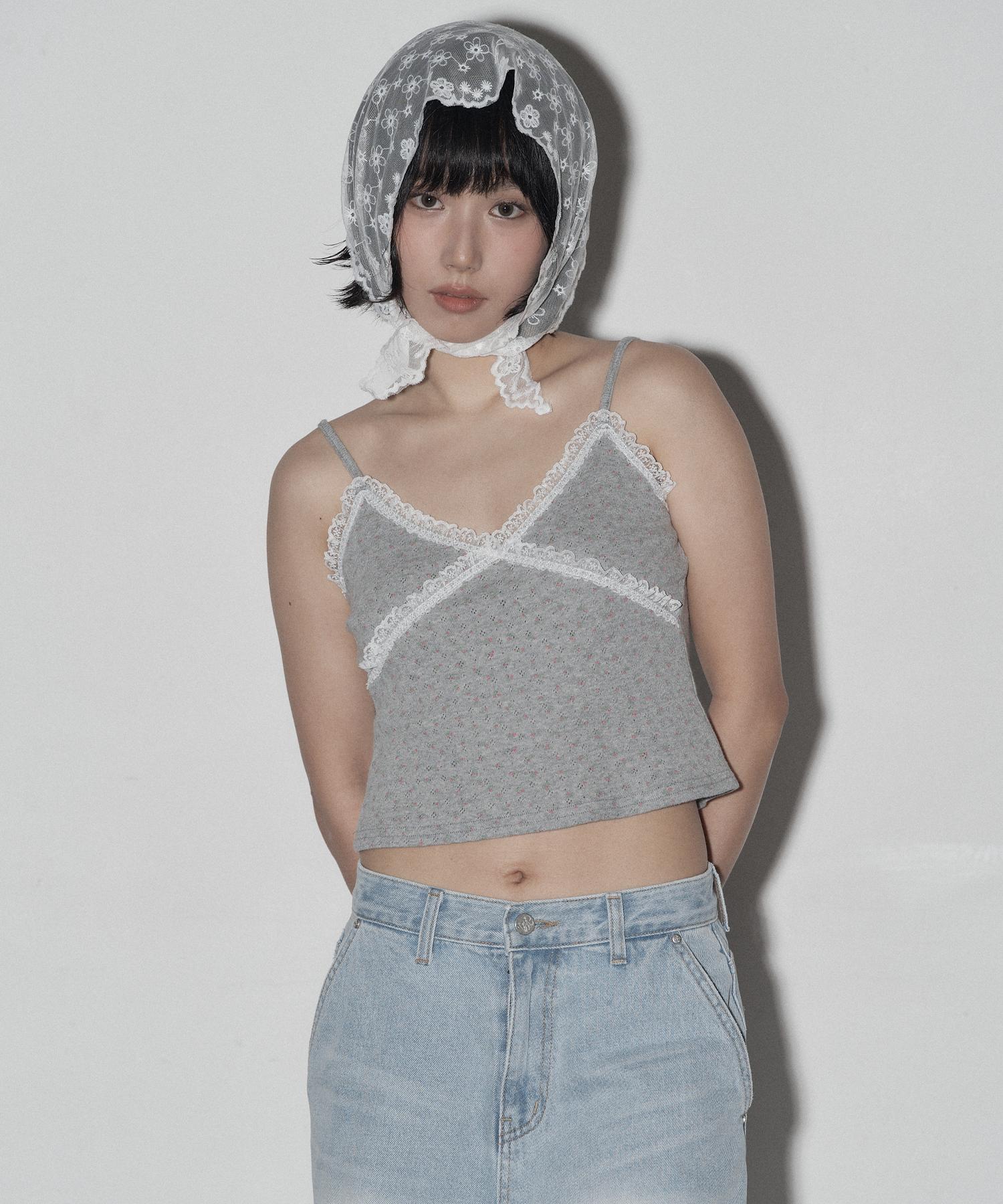 Midnight Move Fl Lace Top (Grey) Grey