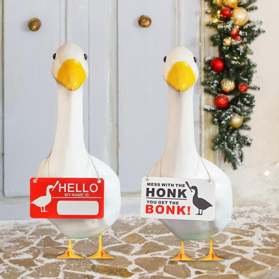 Porch Goose Hanging Sign Weather-proof Outdoor Garden Patio Yard Goose Statue Halloween Christmas Welcome Decorative Plaque