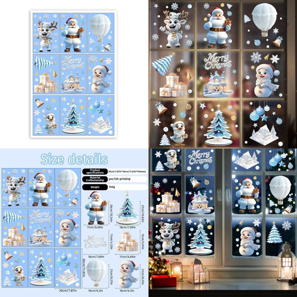Kerst Raamstickers Pvc Statische Stickers Set Voor Vakantie Scène Decoraties