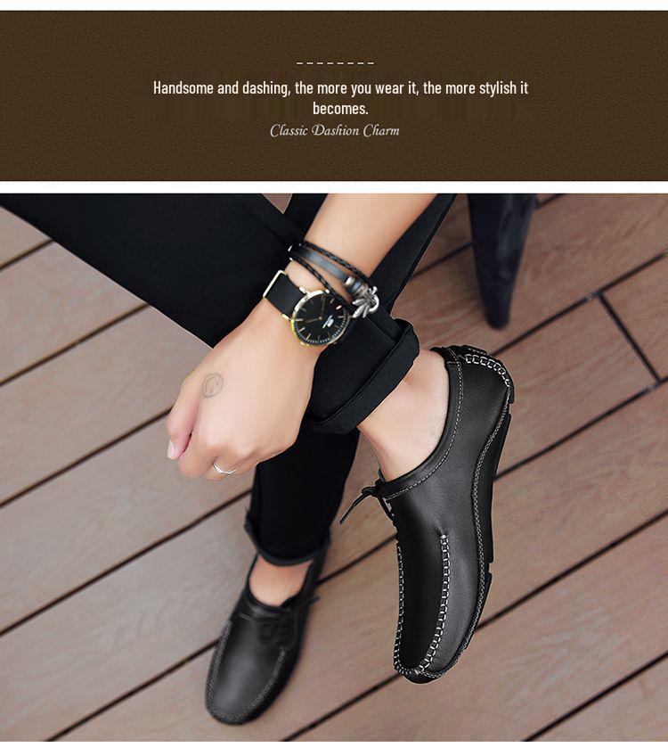 Men's Genuine Leather Driving Loafers - Wide Fit, Autumn/Winter Casual Korean Style