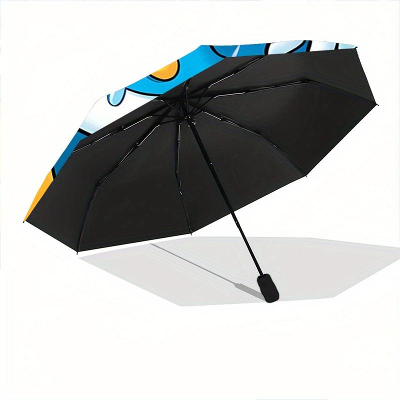 1pc Dripping Donald Duck Automatic Folding Umbrella - 3 Folding Design, Vivid Cartoon Pattern, Suitable for Outdoor Activities, A Gift for F