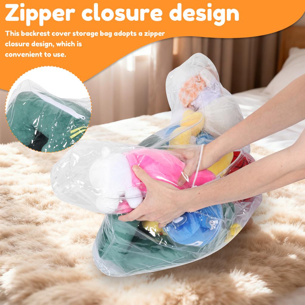 Clear Stuffed Animal Storage Back Pillow Cover PVC Waterproof Plush Toy Storage Backrest Cushion Cover 30L Clothing Storage Bag