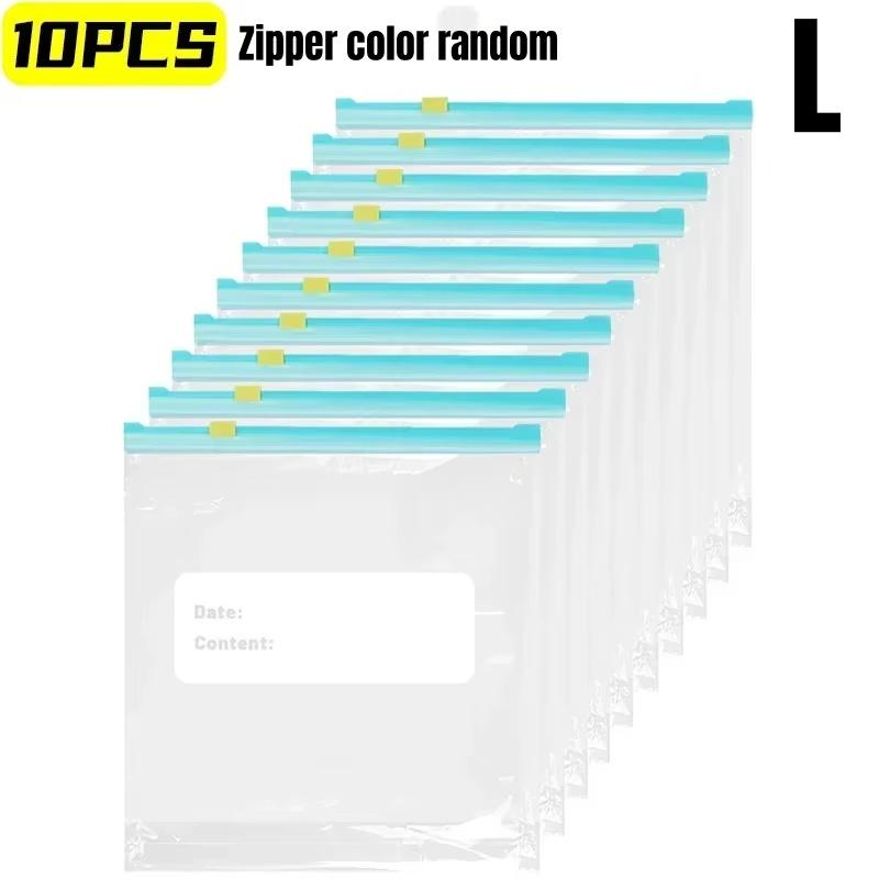 10/15/20Pcs Reusable Storage Bags Zipper Lock Bags Food Grade Transparent Fresh-Keeping Bags Kitchen Refrigerator Organizer