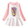 Korean Style Girls' Cartoon Long Sleeve Mesh Princess Dress for Spring & Autumn 2026