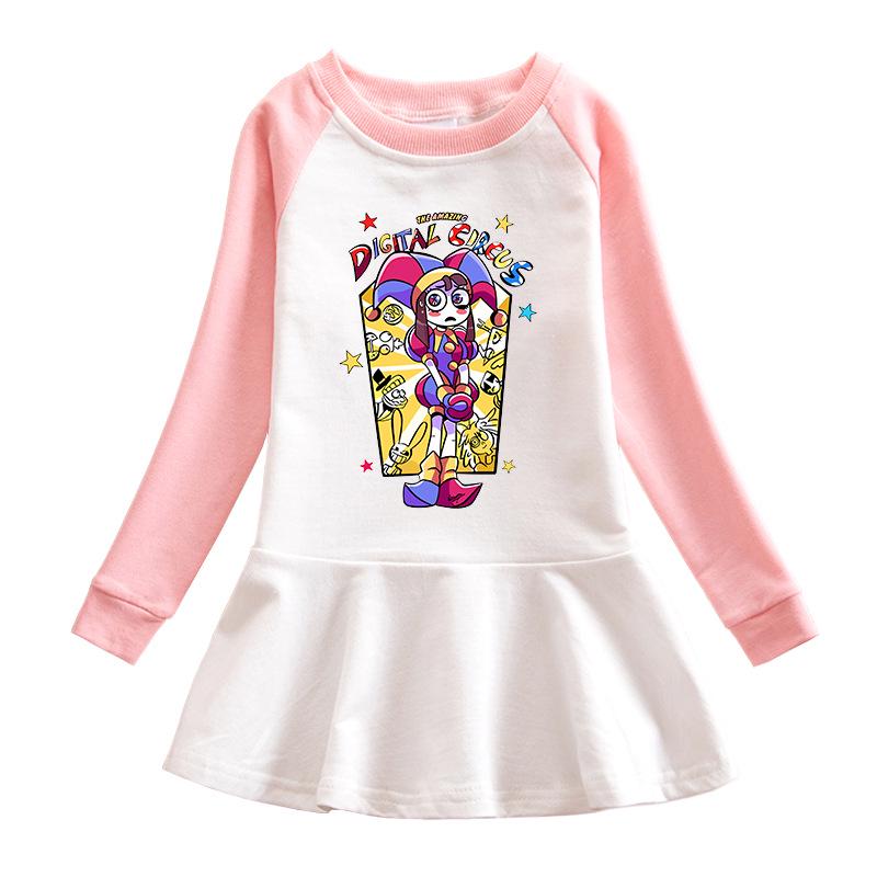 Korean Style Girls' Cartoon Long Sleeve Mesh Princess Dress for Spring & Autumn 2026