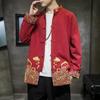 Men's Shirts Embroidered 2026 Spring Chinese Style Retro Stand Collar Jacket Cotton Linen Cardigan Men's Kungfu Loose Casual Top