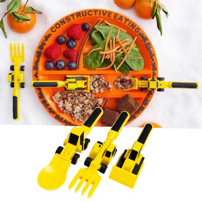 1 Set Cutlery Set Anti-slid Handle Multi-use PP Bulldozer Shape Food Grade Materials Dinner Spoon Kids