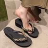 Fashion Flip Flops Women's Slippers Summer 5cm Slope High Heel Non Slip Outer Wear Fashionable Height Enhancing Cool Slippers Women