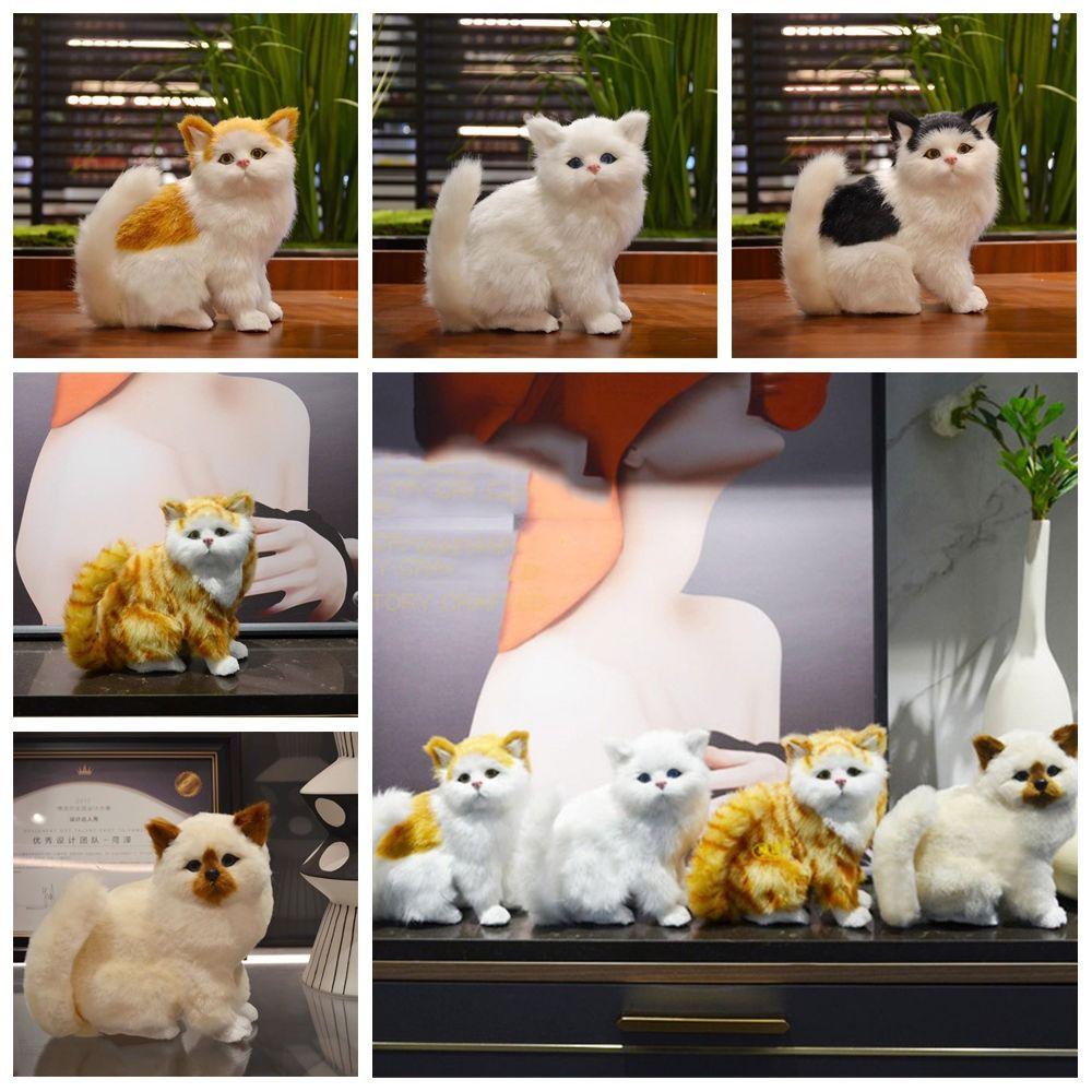 3D Eyes Realistic Cat Stuffed Doll Sitting Posture Lifelike Cat Plush Toy  Crafts