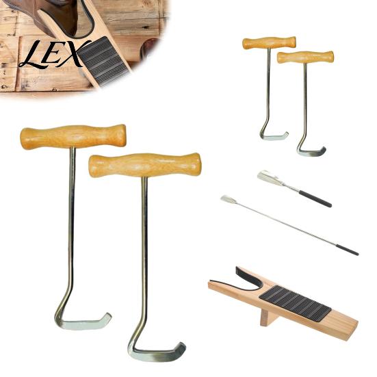 Ergonomic Shoe Assist Boot Jack with Long Handle, Easy Removal Portable Shoehorn, Non-slip Grip Entryway Organizer Sturdy Iron Construction Shoes Tool