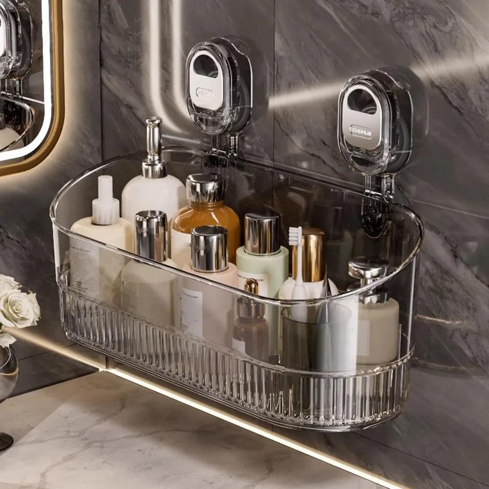 No Drill Bathroom Suction Storage Box with Strong Load Bearing for Easy Installation In Kitchen and Bath Spaces