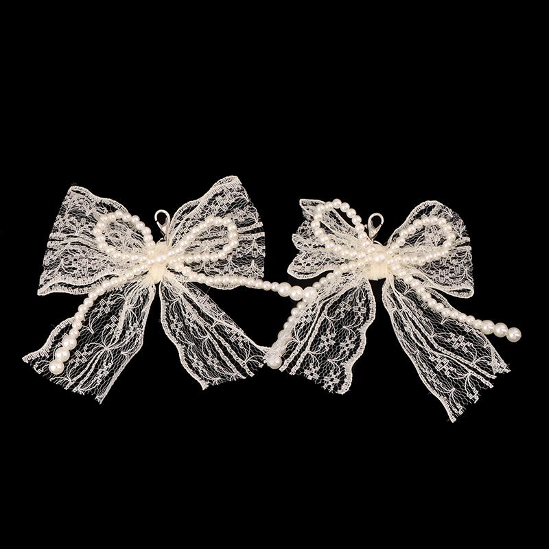 1/2 Piezas Flor Decorativa para Zapato Hebilla Encaje Perla Lazo Cordones de Zapato Amuletos Para Zapatillas Accesorios de Amuletos para Zapatos