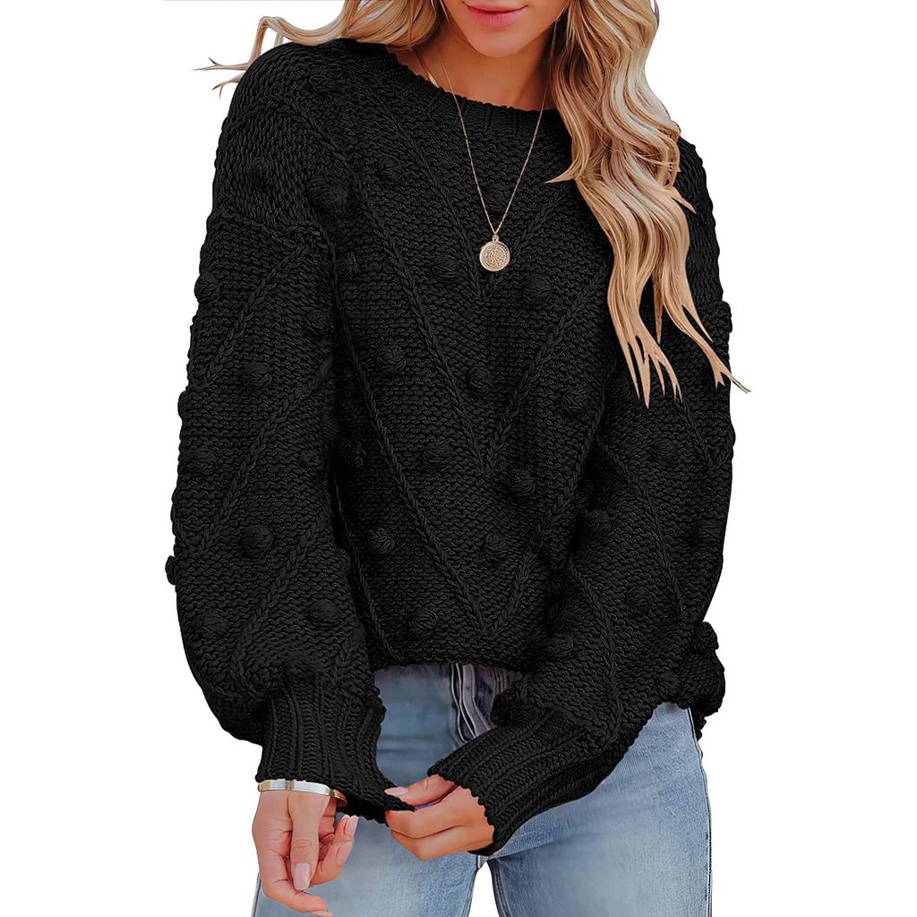 GMXIA Autumn Winter Hairball Sweater Loose Long Sleeve Pullover Sweater for Women