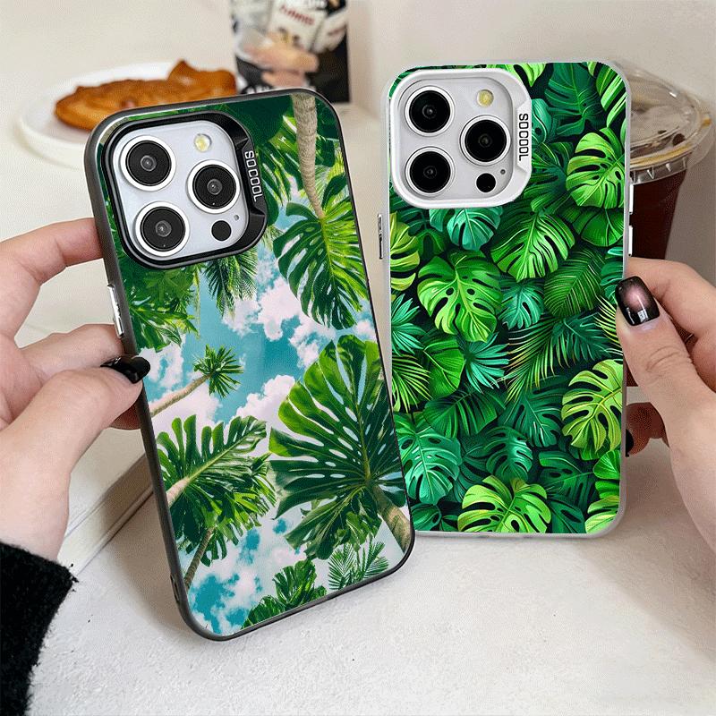 Summer Plants Green Leaf Soft Phone Case for iPhone 15 16 17 Pro Max 17Air 16E 14 Plus 13 12 Mini Shockproof Cover Back Shell