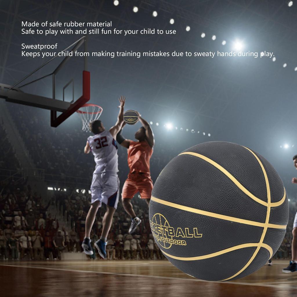 Ongwan Basketball, Large Grain, Sweat-Resistant Rubber, Black, Abrasion-Resistant, Teenage Training Basketball (Size 5 (22.6cm/8.9in))