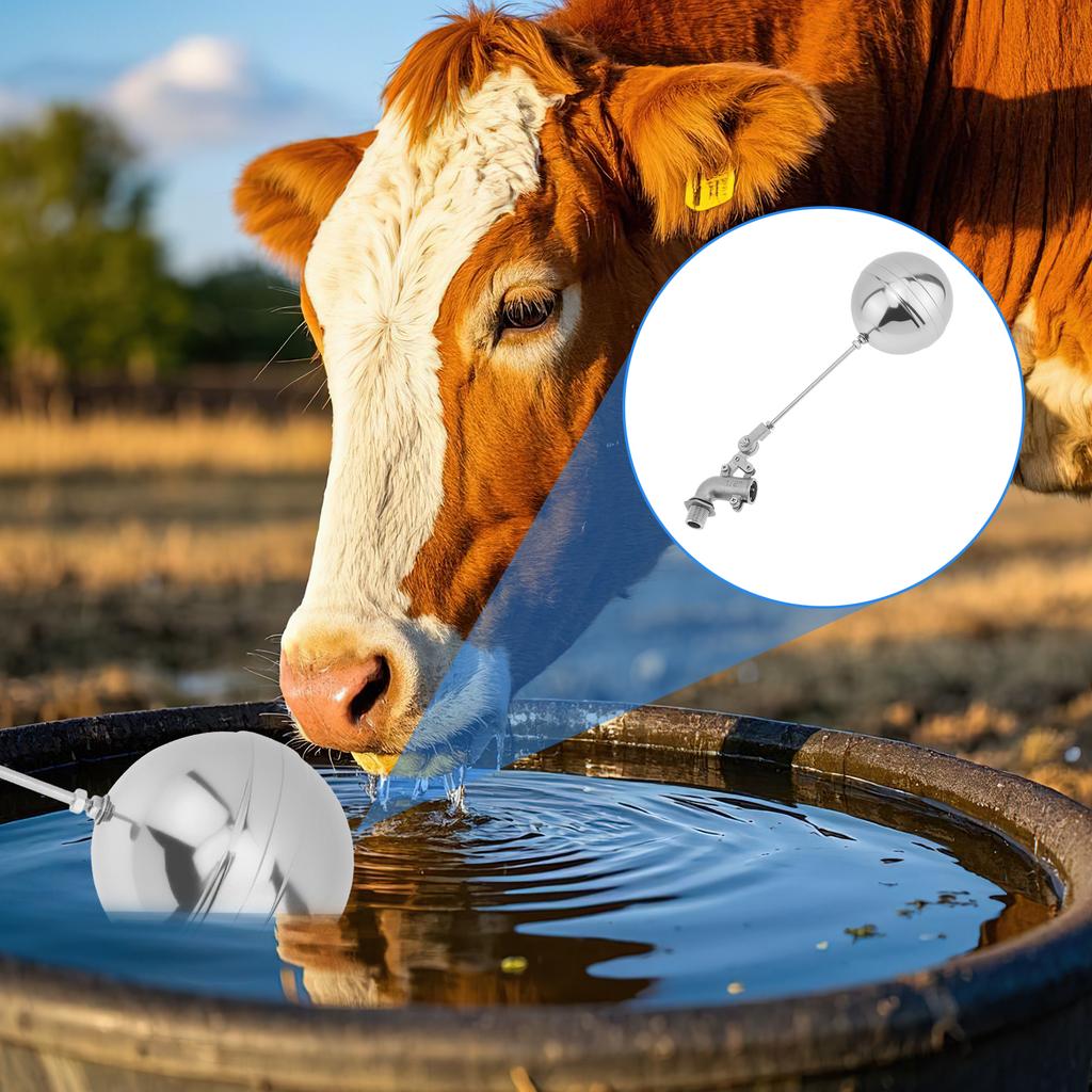 304 Nerezový Nastavitelný Plovákový Ventil Těžký Provoz 3/4 na 1/2 Palcový Adaptér Automatická Kontrola Vody Domácnost Nádrže na Vodu pro Hospodářská Zvířata